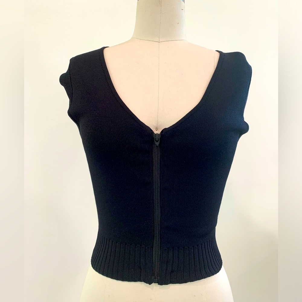 SMALL Miss Sixty Cap Sleeve Zipper Top